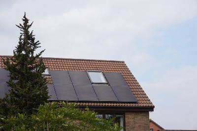 Solar panels installed on a rooftop in Northern Ireland
