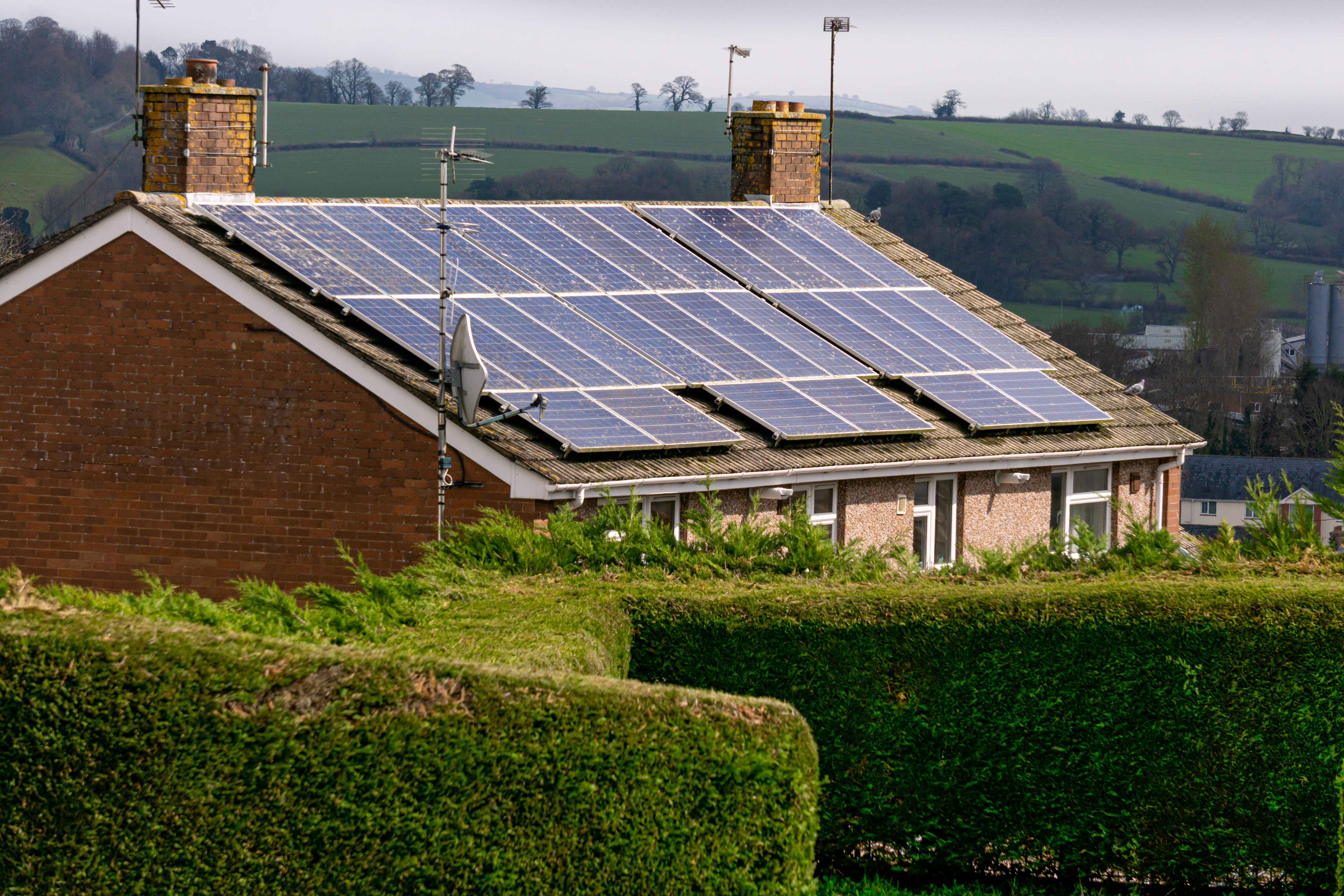 Solar panels installed on a rooftop in Wales